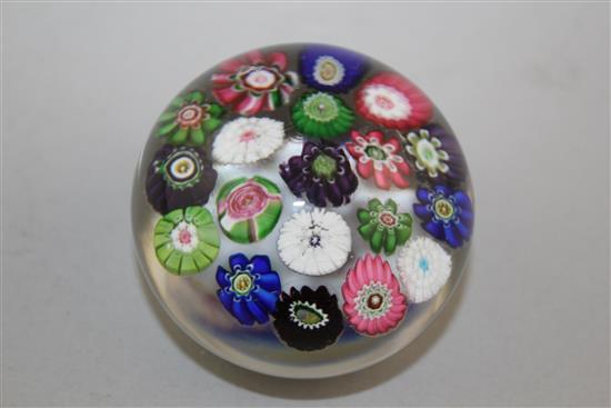 A Clichy spaced millefiori glass paperweight, late 19th century, diam. 6.3cm